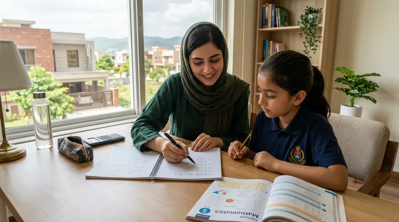 Female home tutor in G 14 Islamabad helping a student with mathematics