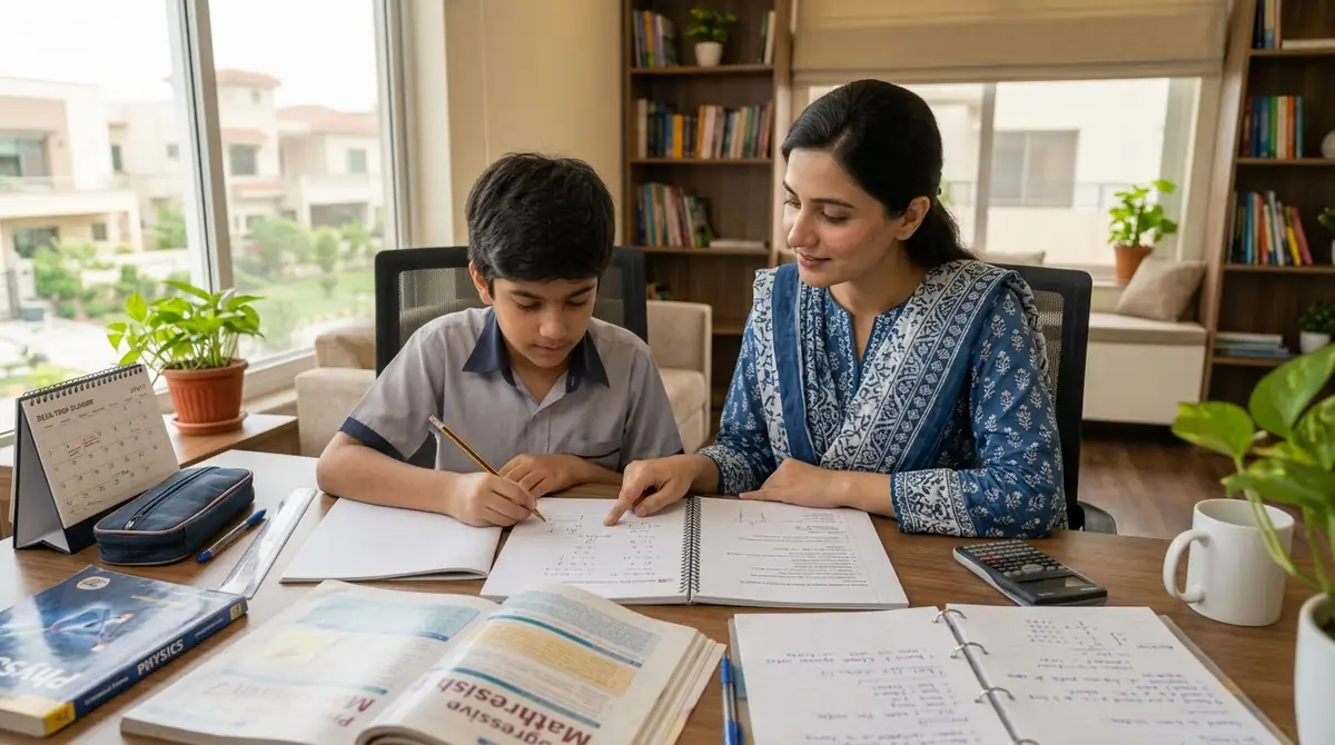 Home tutor in Bahria Town Islamabad teaching mathematics to a student