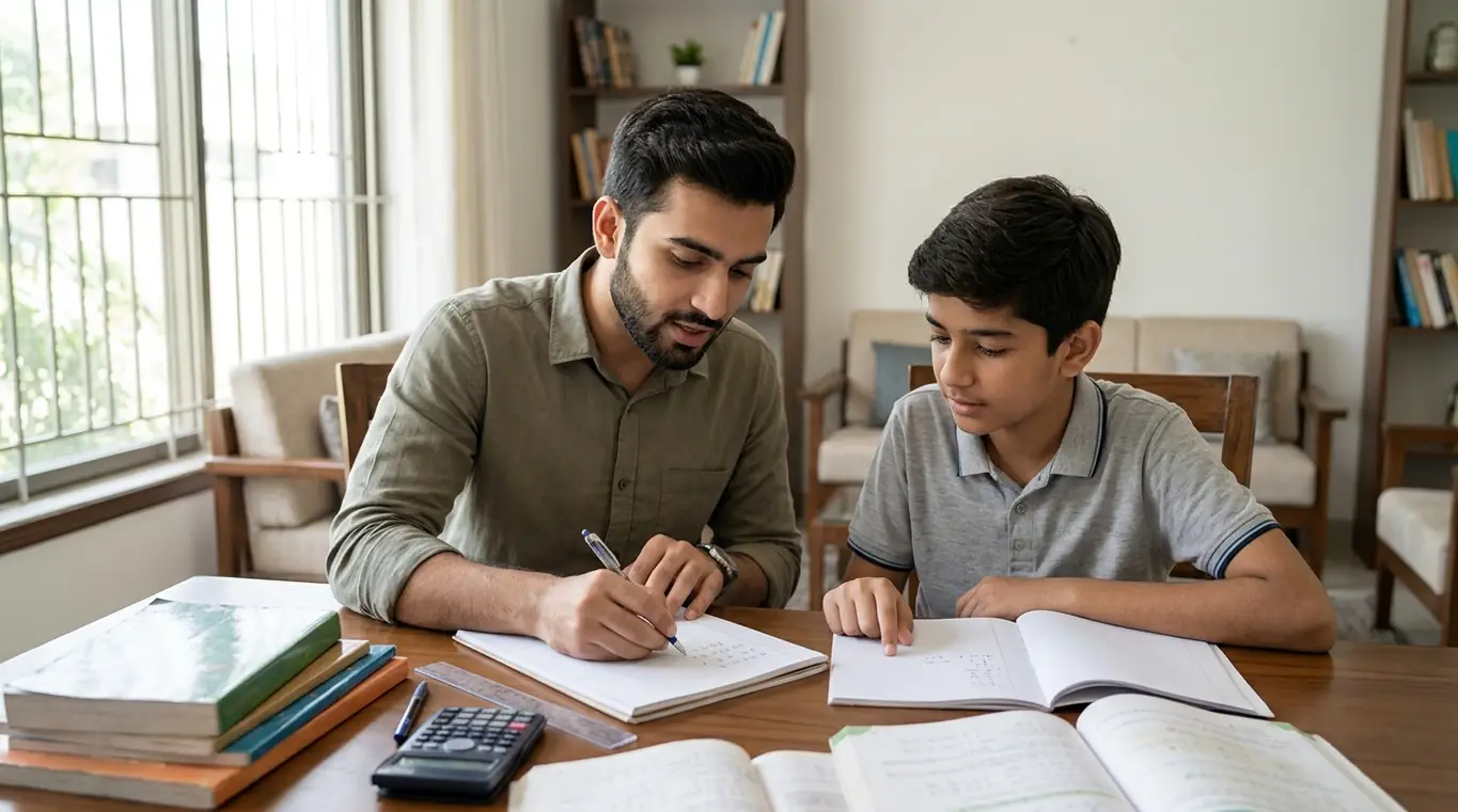 Home tutor in G 13 Islamabad helping a student with mathematics at home