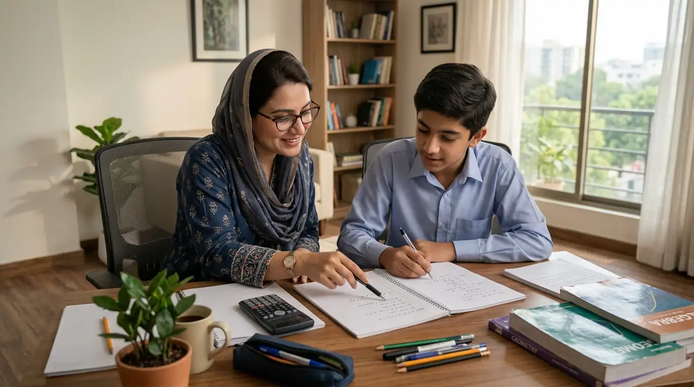Female home tutor in G 13 Islamabad teaching a student mathematics