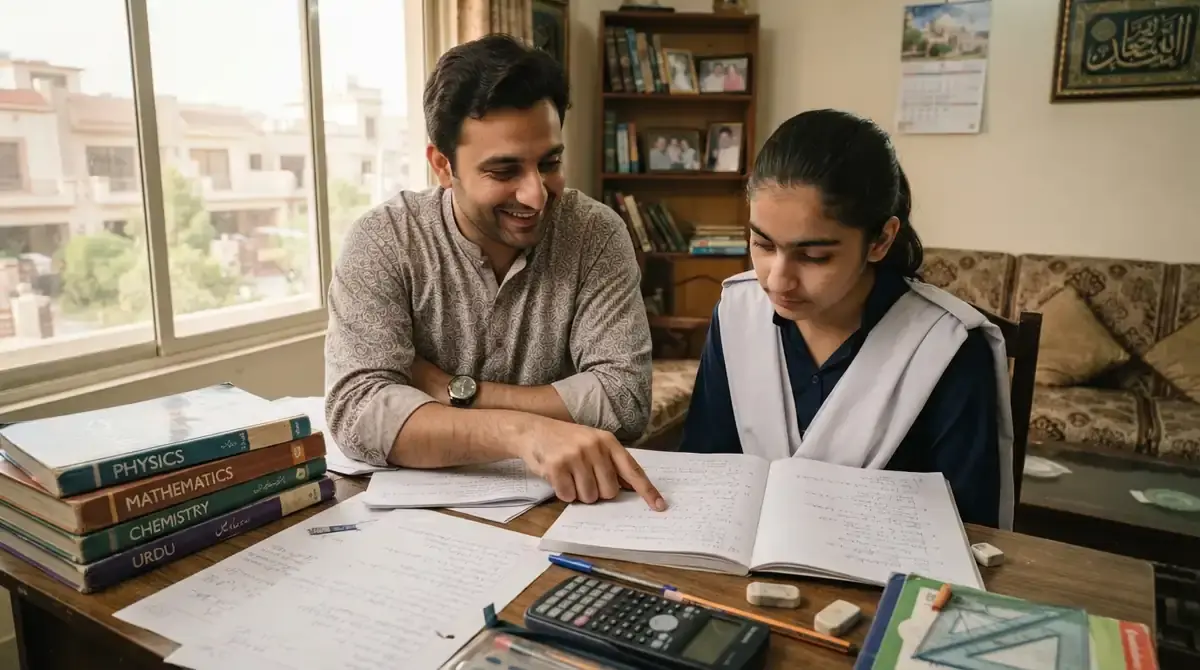 Home tutor helping a Class 10 student prepare for board exams in Rawalpindi