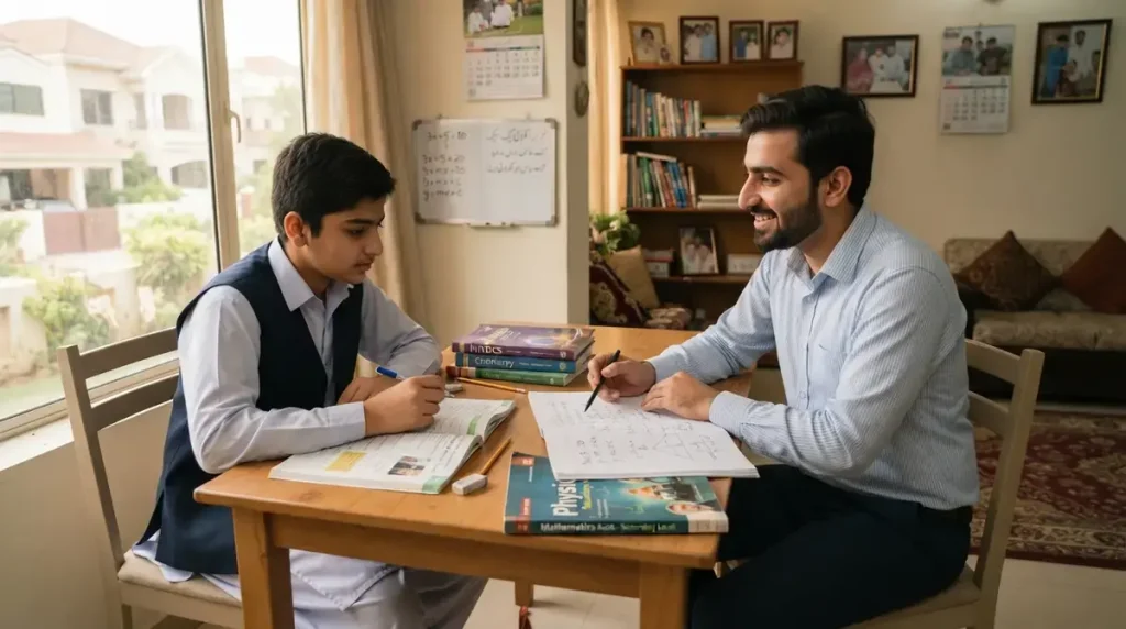 Home tutor in Rawalpindi providing personalized mathematics lessons to a student