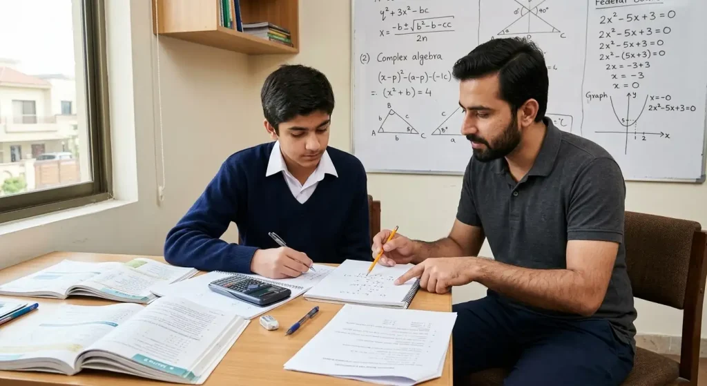 Male Home Tutor in E 11 Islamabad helping a student with Mathematics
