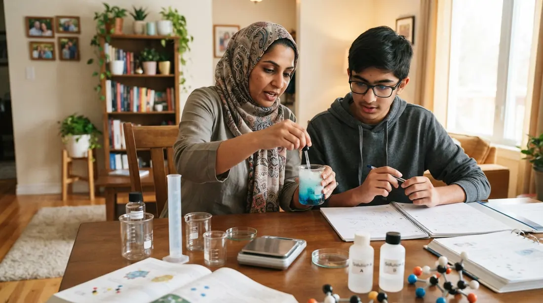 Home tutor in PWD Islamabad teaching science with a practical experiment