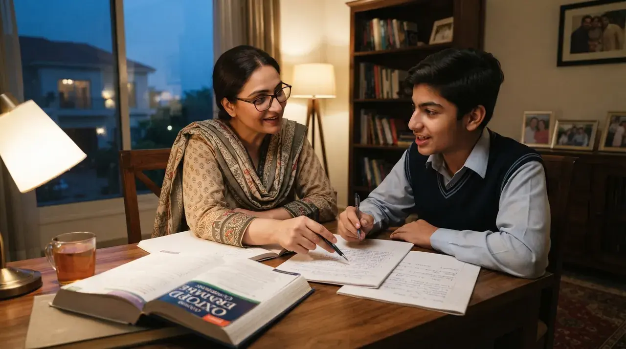 Home tutor in Taramri Chowk Islamabad helping a student with exam preparation