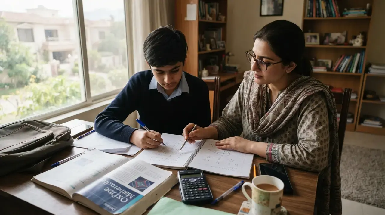 Home tutor in Taramri Chowk Islamabad guiding a student through Mathematics practice