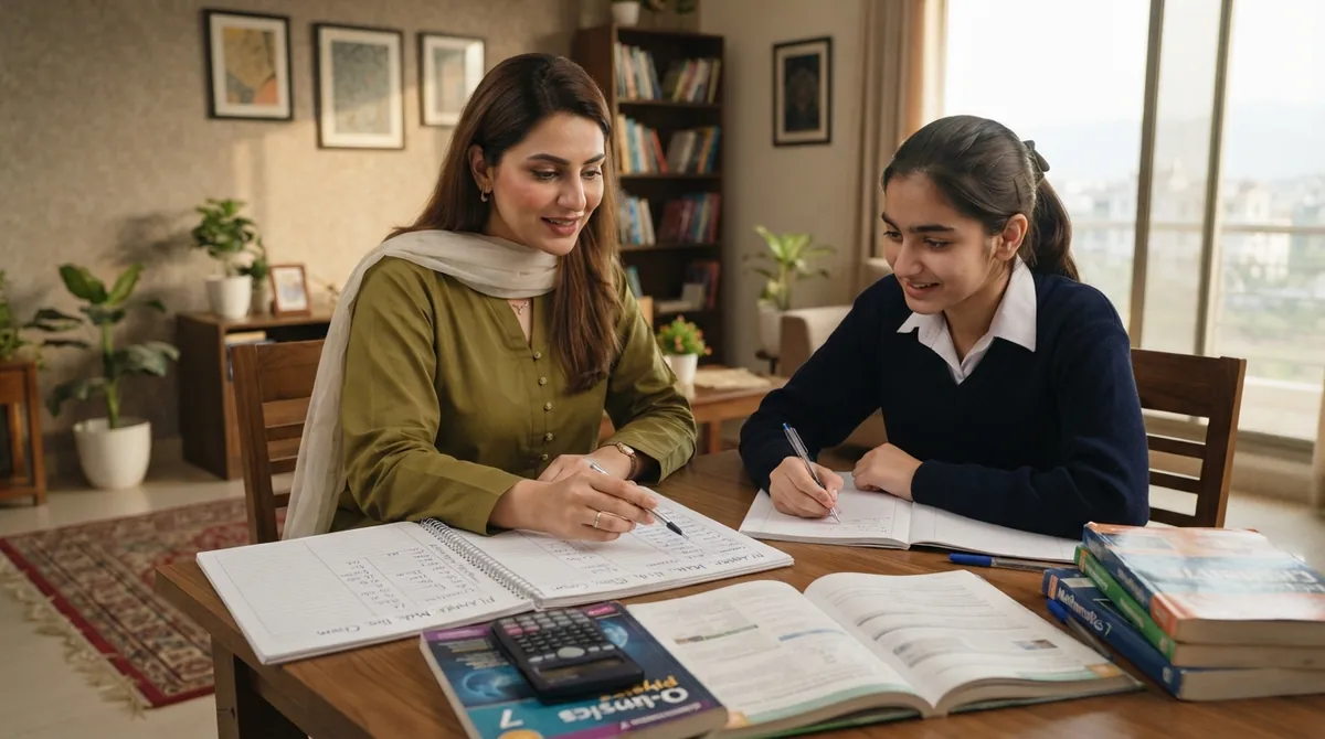 Home tuition fee in Islamabad with a tutor teaching a student at home