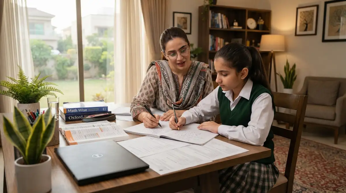 Parents discussing a home tutor in I 8 Islamabad with their child and teacher