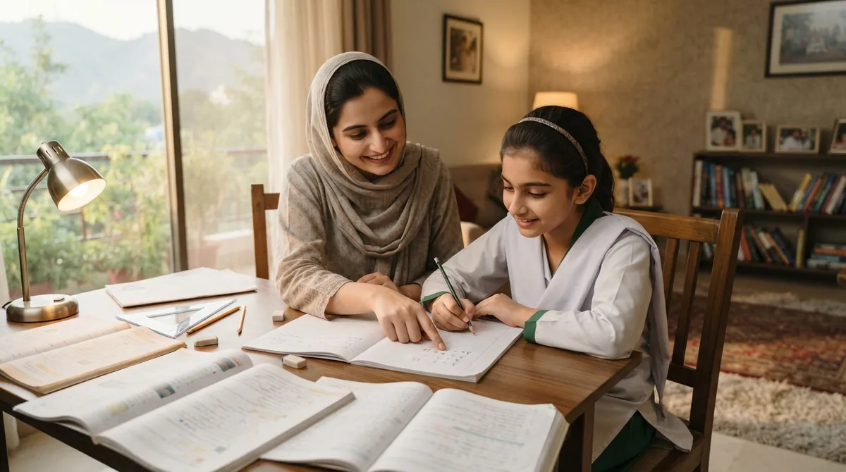 Home tutor in I 11 Islamabad teaching a school student during a private lesson