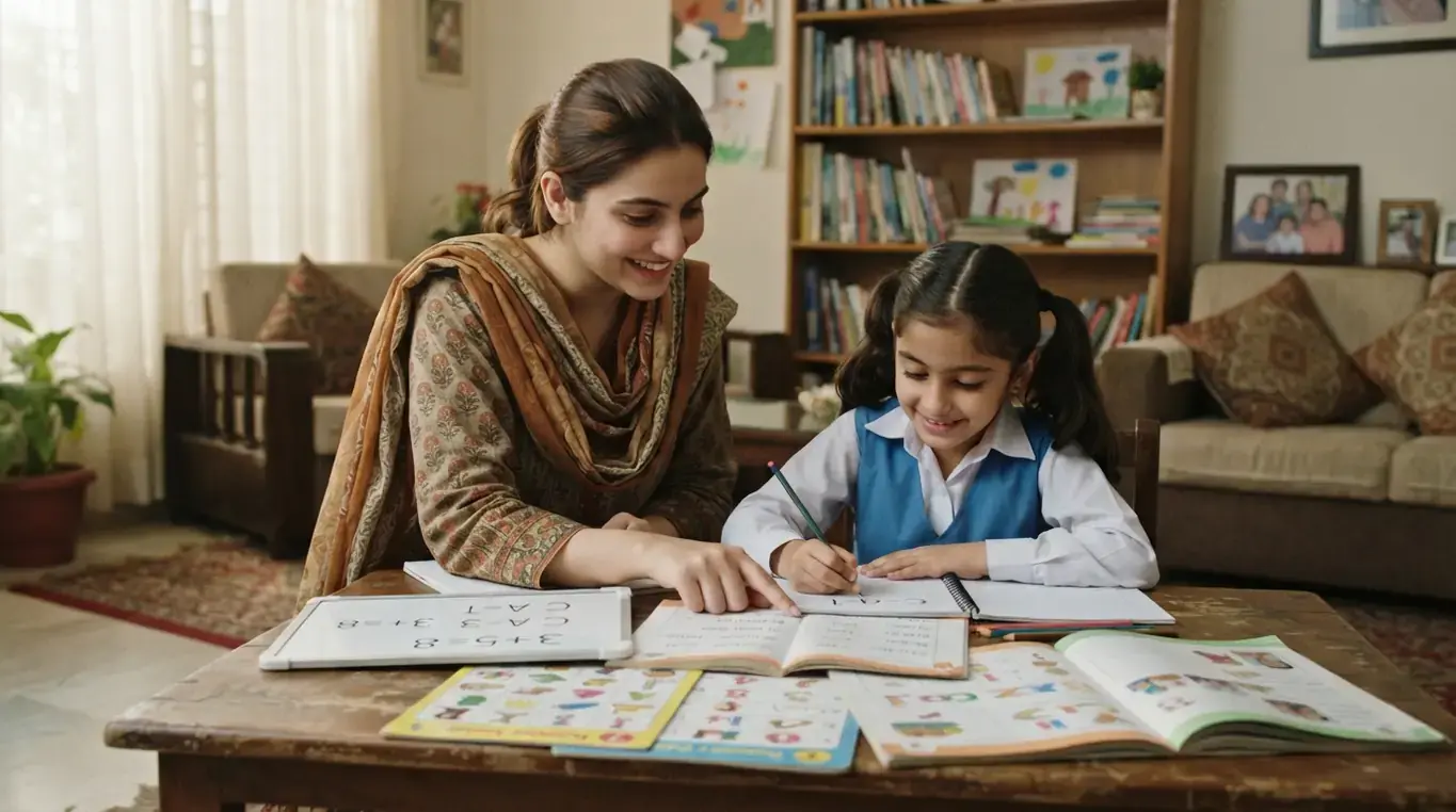 Home tutor in Chaklala Rawalpindi helping a schoolgirl with mathematics