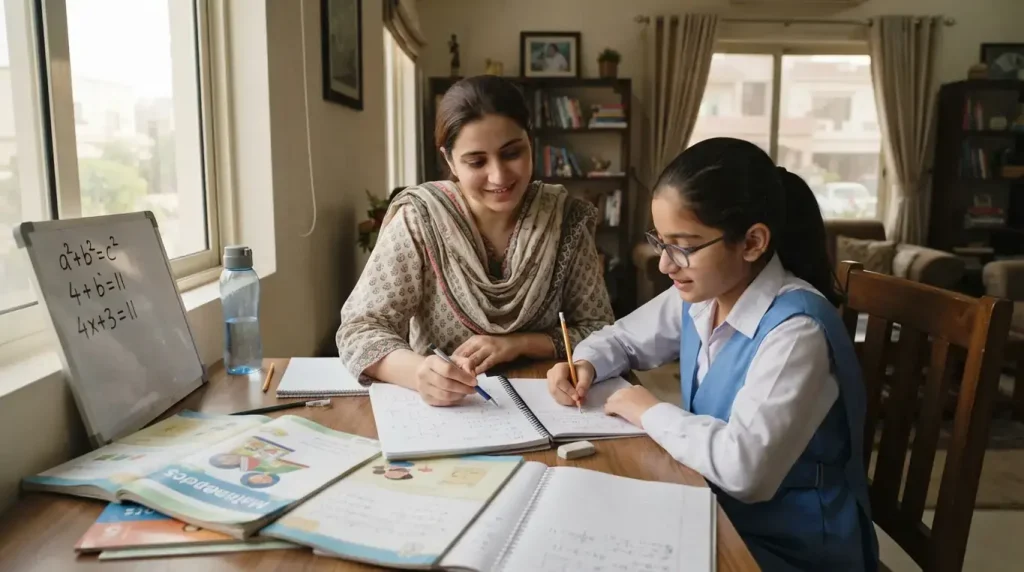 Home tutor in Chaklala Rawalpindi teaching mathematics to a school student