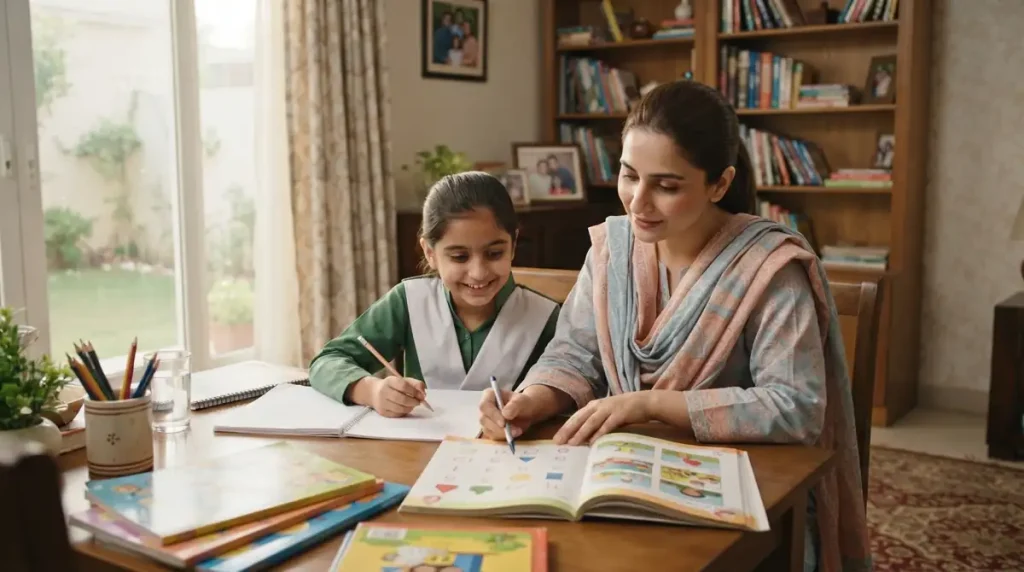 Home tutor in Askari Rawalpindi helping a young student with schoolwork