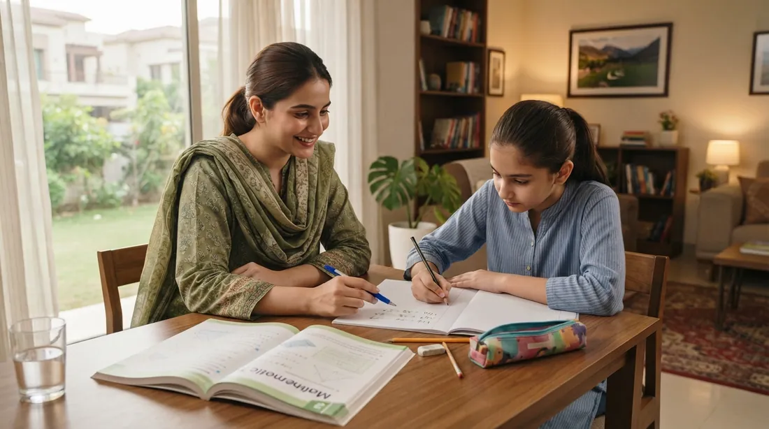Home tutor in Park View City Islamabad teaching mathematics to a student at home