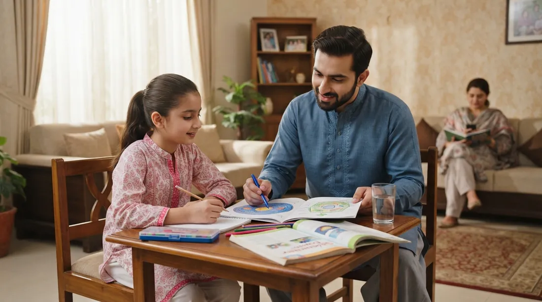 Home tutor in Park View City Islamabad teaching a young student at home