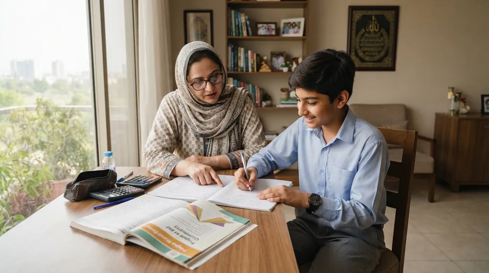 Home tutor in I 9 Islamabad helping a student with mathematics at home
