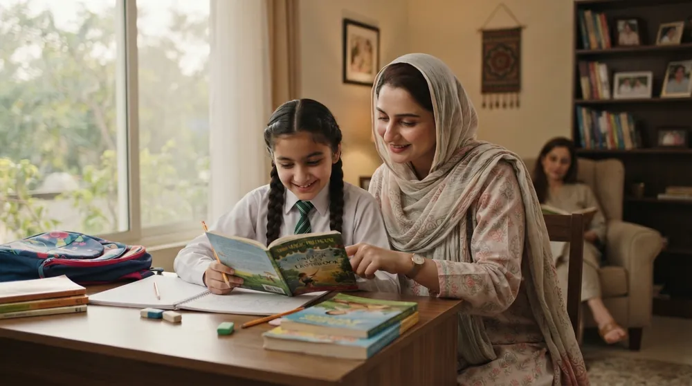 Home tutor in I 9 Islamabad helping a young student with reading