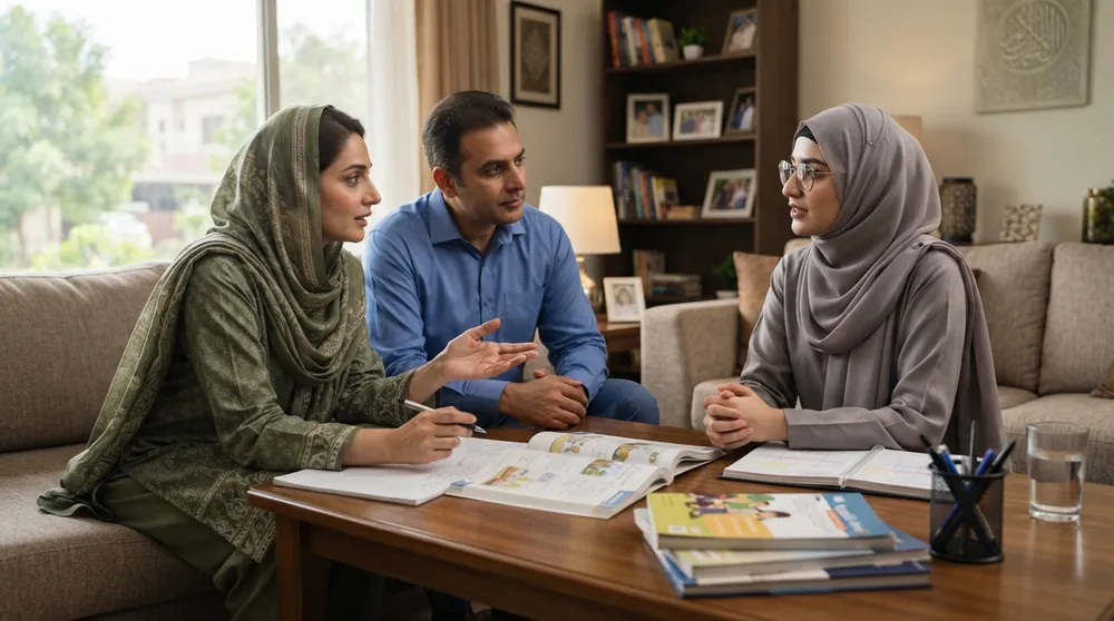 Parents meeting a home tutor in I 9 Islamabad to discuss their child's education