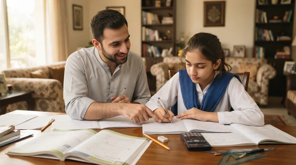 Home tutor in Bahria Town Rawalpindi guiding a student through mathematics practice